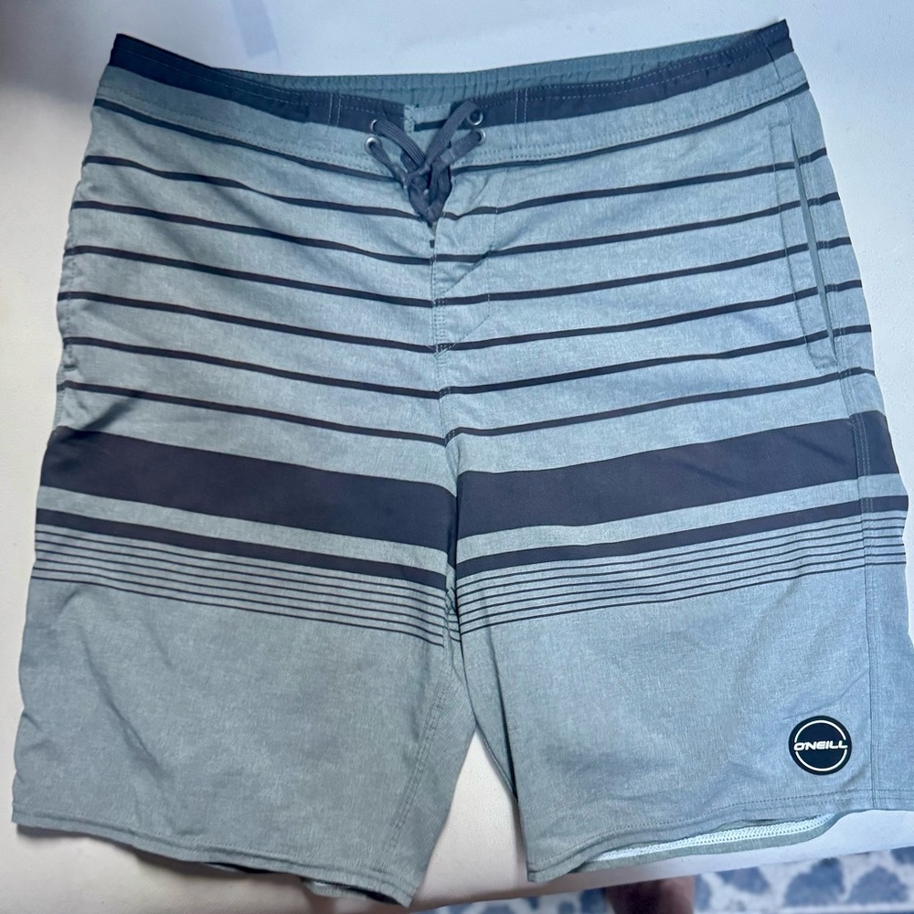 O'Neill Men's Olive greenand Black Striped Board Shorts